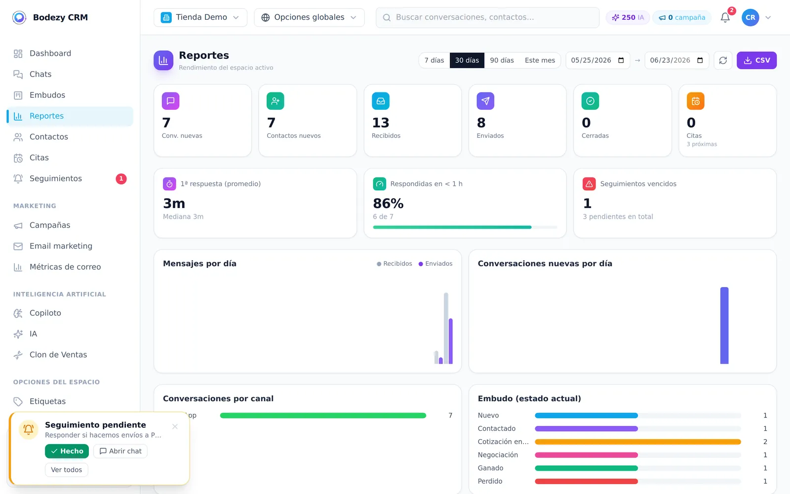 El corte del día, sin cuaderno — punto de venta por WhatsApp Bodezy CRM